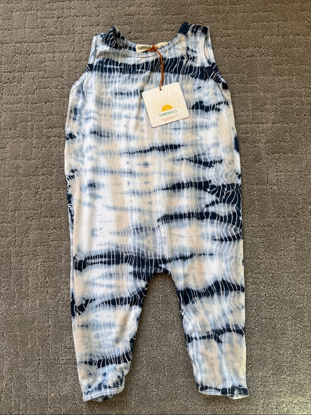 Fairwell Navy and White Tie-Dye Sleeveless Baby One-Piece